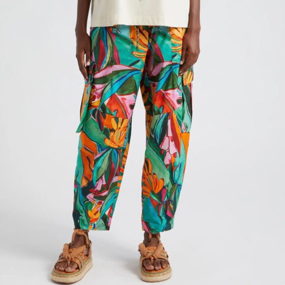 Farm Rio Banana Foliage Cargo Pants Size XXS, Fits like Size 2 - Picture 1 of 5